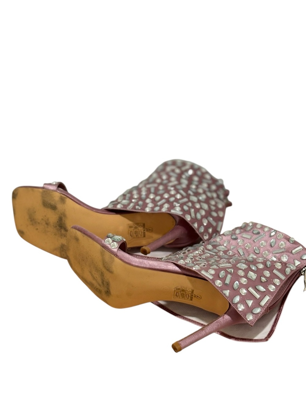 Jennifer Lopez Rose Pink Crystal-Ankle Stiletto Sandals Super Cute Size 7 - Picture 10 of 12